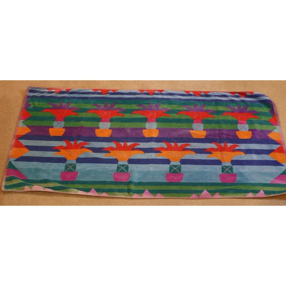 Royal Terry Beach Towel Cotton Tropical Geometric Bright Colors 57x28